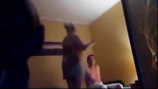 Amateur incest porn actress gets banged by son in front of the camera