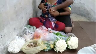 Instead of selling vegetables Desi gal has quick sex with customer