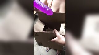 Nude busty Arab mom is keen to try her new monster toy