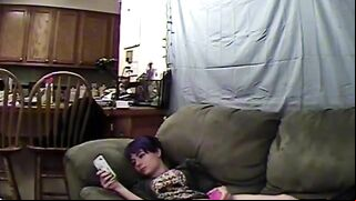 When parents gone, i сaught my slutty sis masturbating watching porno