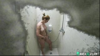 Wife gets caught on hidden camera pleasuring herself with shower head and jet water