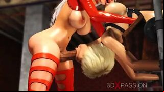 Hentai hotness! A bound blonde gets ravished by a 3D dick girl in the basement.