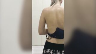 Skinny Blonde Babe Fingerings Herself in the Shower with Big Boobs & Tits