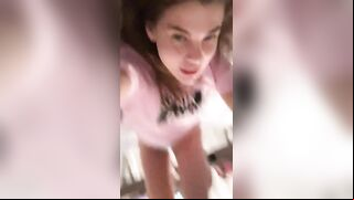 Girl dressed in pink encourages daddy to spank her into submission